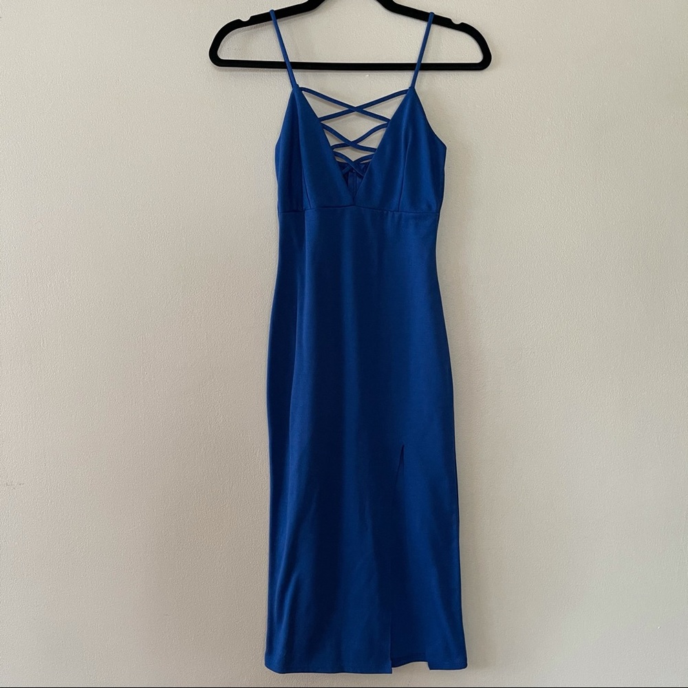 Charlotte Russe Blue Crisscross Front Dress
